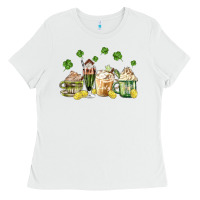 White patricks day coffee Ladies Tee - MaliasSmallBusiness