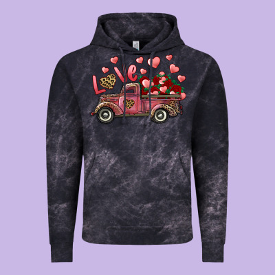 Love Truck With Roses And Leopard Vintage Hoodie Designed By Ranaportraitstore