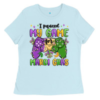 Baby Blue i paused my game for mardi gras Ladies Tee - MaliasSmallBusiness