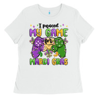 White i paused my game for mardi gras Ladies Tee - MaliasSmallBusiness