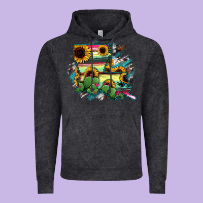 Louisiana Map Sunflower Cactus Serape Vintage Hoodie Designed By Ranaportraitstore