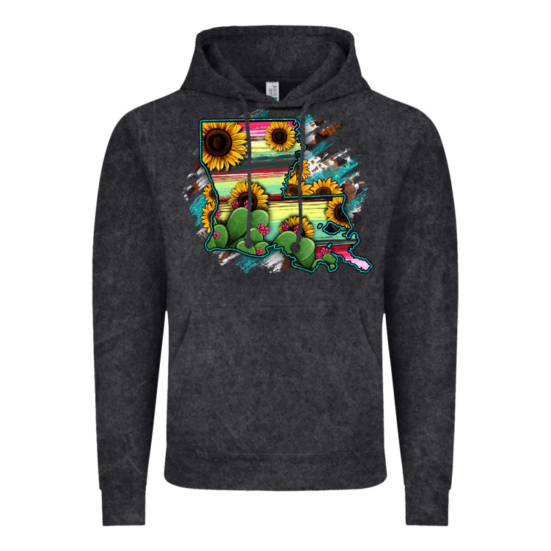 Louisiana Map Sunflower Cactus Serape Vintage Hoodie by RanaPortraitStore | Teevron