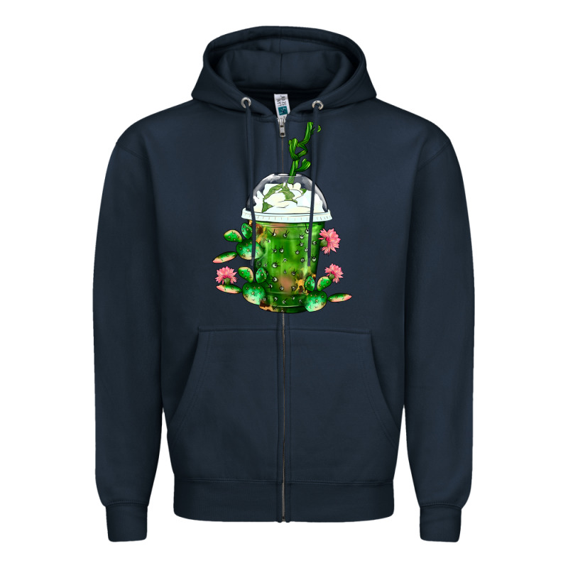 Western Cactus Cold Frappe Zipper Hoodie by FaDigitalArtStudio | Teevron