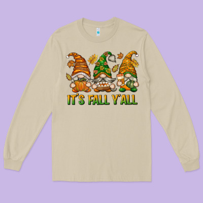 It's Fall Y'all Long Sleeve Tee Designed By Texasbilliewilder