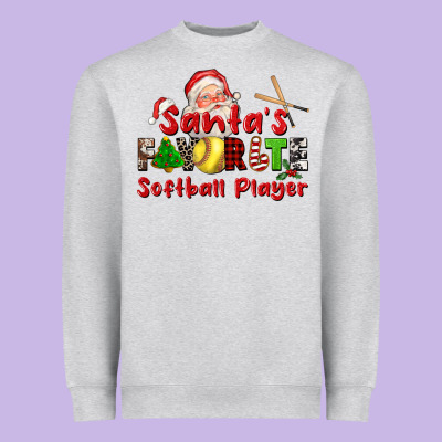Santas Favorite Softball Player Heavyweight Sweatshirt Designed By Cowgirlartshop