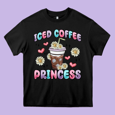 Iced Coffee Princess Heavy Core Tee Designed By Maliassmallbusiness