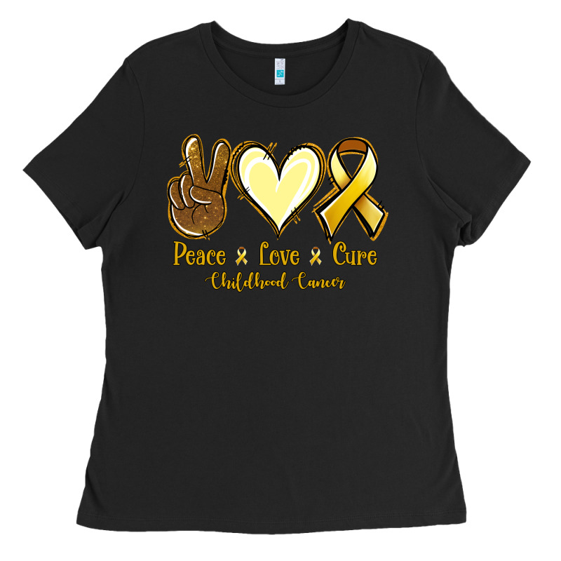 Peace Love Cure Bone Cancer Ladies Tee by NancyCooperArtShop | Teevron