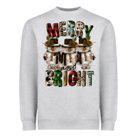 Heather Grey merry and bright Heavyweight Sweatshirt - CowGirlArtShop