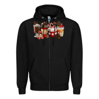 Black Chocolate Love Coffee Cups Zipper Hoodie - FaDigitalArtStudio