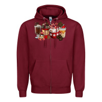 Burgundy Chocolate Love Coffee Cups Zipper Hoodie - FaDigitalArtStudio