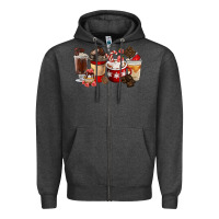 Charcoal Heather Chocolate Love Coffee Cups Zipper Hoodie - FaDigitalArtStudio