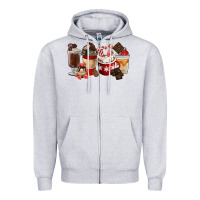 Heather Grey Chocolate Love Coffee Cups Zipper Hoodie - FaDigitalArtStudio