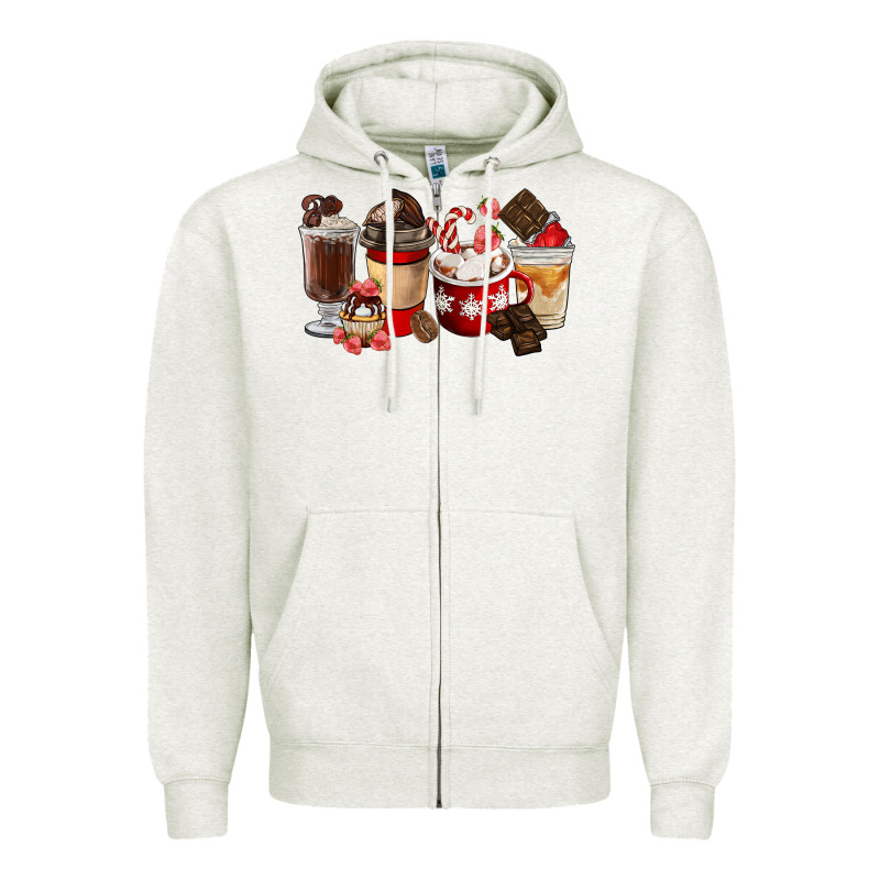 Chocolate Love Coffee Cups Zipper Hoodie by FaDigitalArtStudio | Teevron