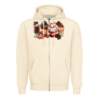 Sandshell Chocolate Love Coffee Cups Zipper Hoodie - FaDigitalArtStudio