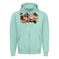 Seafoam Chocolate Love Coffee Cups Zipper Hoodie - FaDigitalArtStudio
