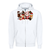 White Chocolate Love Coffee Cups Zipper Hoodie - FaDigitalArtStudio
