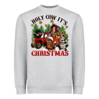 Heather Grey holy cow its christmas Heavyweight Sweatshirt - CowGirlArtShop