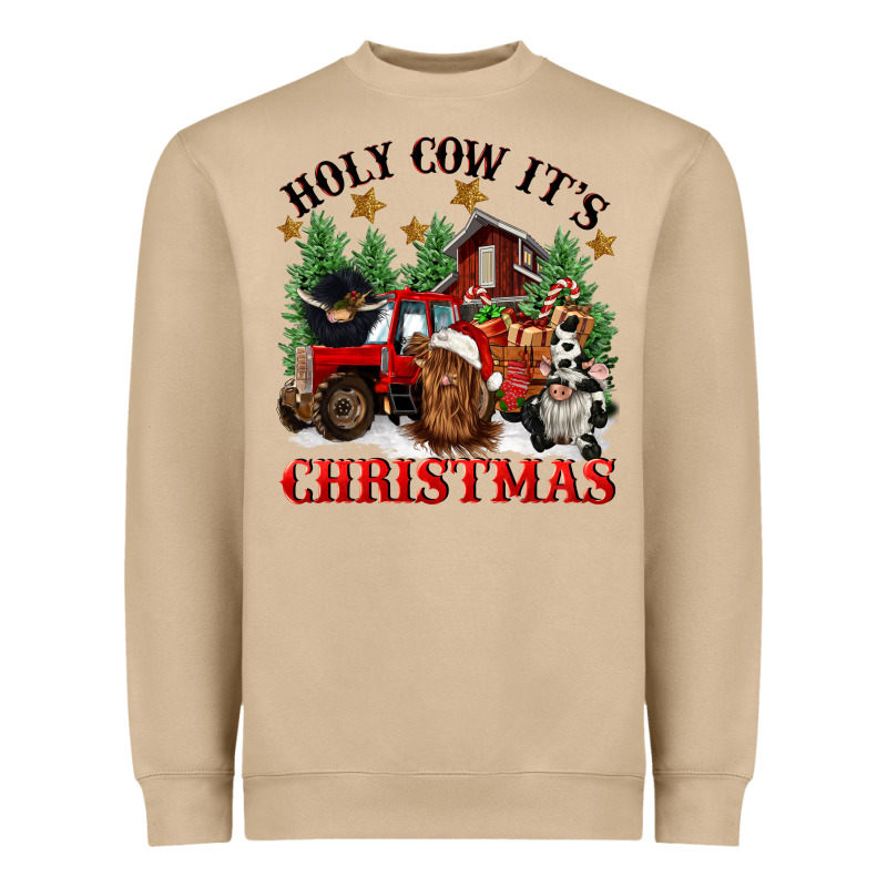 Holy Cow Its Christmas Heavyweight Sweatshirt by CowGirlArtShop | Teevron