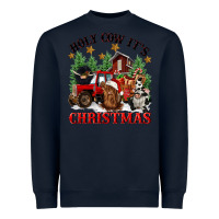 Navy holy cow its christmas Heavyweight Sweatshirt - CowGirlArtShop