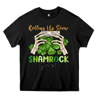 Black rolling up some shamrock spirit Heavy Core Tee - MaliasSmallBusiness