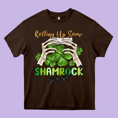 Rolling Up Some Shamrock Spirit Heavy Core Tee Designed By Maliassmallbusiness