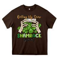 Chocolate Brown rolling up some shamrock spirit Heavy Core Tee - MaliasSmallBusiness