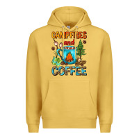 Antique Gold Campfires And Coffee Camping Coffee Premium Hoodie - FaDigitalArtStudio