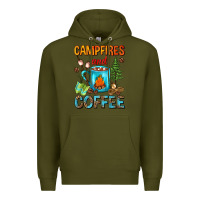 Army Green Campfires And Coffee Camping Coffee Premium Hoodie - FaDigitalArtStudio