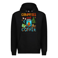 Black Campfires And Coffee Camping Coffee Premium Hoodie - FaDigitalArtStudio