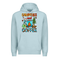 Blue Mist Campfires And Coffee Camping Coffee Premium Hoodie - FaDigitalArtStudio