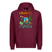 Burgundy Campfires And Coffee Camping Coffee Premium Hoodie - FaDigitalArtStudio