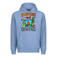 Colony Blue Campfires And Coffee Camping Coffee Premium Hoodie - FaDigitalArtStudio