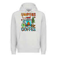 Dove Grey Campfires And Coffee Camping Coffee Premium Hoodie - FaDigitalArtStudio