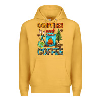 Mustard Campfires And Coffee Camping Coffee Premium Hoodie - FaDigitalArtStudio