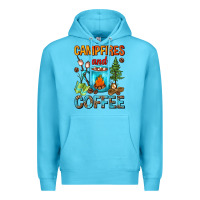 Ocean Blue Campfires And Coffee Camping Coffee Premium Hoodie - FaDigitalArtStudio