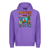 Purple Campfires And Coffee Camping Coffee Premium Hoodie - FaDigitalArtStudio