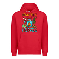 Red Campfires And Coffee Camping Coffee Premium Hoodie - FaDigitalArtStudio