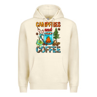 Sandshell Campfires And Coffee Camping Coffee Premium Hoodie - FaDigitalArtStudio