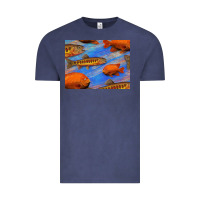 Vintage Denim California Golden Trout Garibaldi Fish Background Vintage Tee - Bettercallsaul