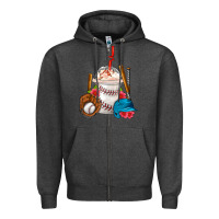 Charcoal Heather Baseball Frappe Coffee Zipper Hoodie - FaDigitalArtStudio