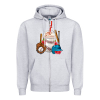 Heather Grey Baseball Frappe Coffee Zipper Hoodie - FaDigitalArtStudio