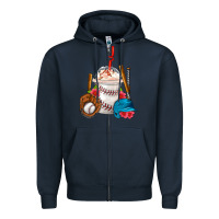 Navy Baseball Frappe Coffee Zipper Hoodie - FaDigitalArtStudio