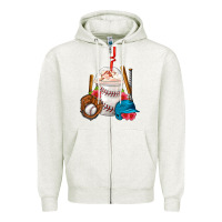 Oatmeal Heather Baseball Frappe Coffee Zipper Hoodie - FaDigitalArtStudio