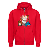 Red Baseball Frappe Coffee Zipper Hoodie - FaDigitalArtStudio