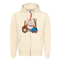 Sandshell Baseball Frappe Coffee Zipper Hoodie - FaDigitalArtStudio