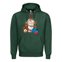 Sports Green Baseball Frappe Coffee Zipper Hoodie - FaDigitalArtStudio