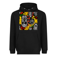 Black african masks colorful seamless pattern Heavyweight Hoodie - BundleAndBundleShop
