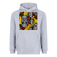 Heather Grey african masks colorful seamless pattern Heavyweight Hoodie - BundleAndBundleShop