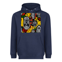 Navy african masks colorful seamless pattern Heavyweight Hoodie - BundleAndBundleShop
