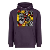 Plum african masks colorful seamless pattern Heavyweight Hoodie - BundleAndBundleShop